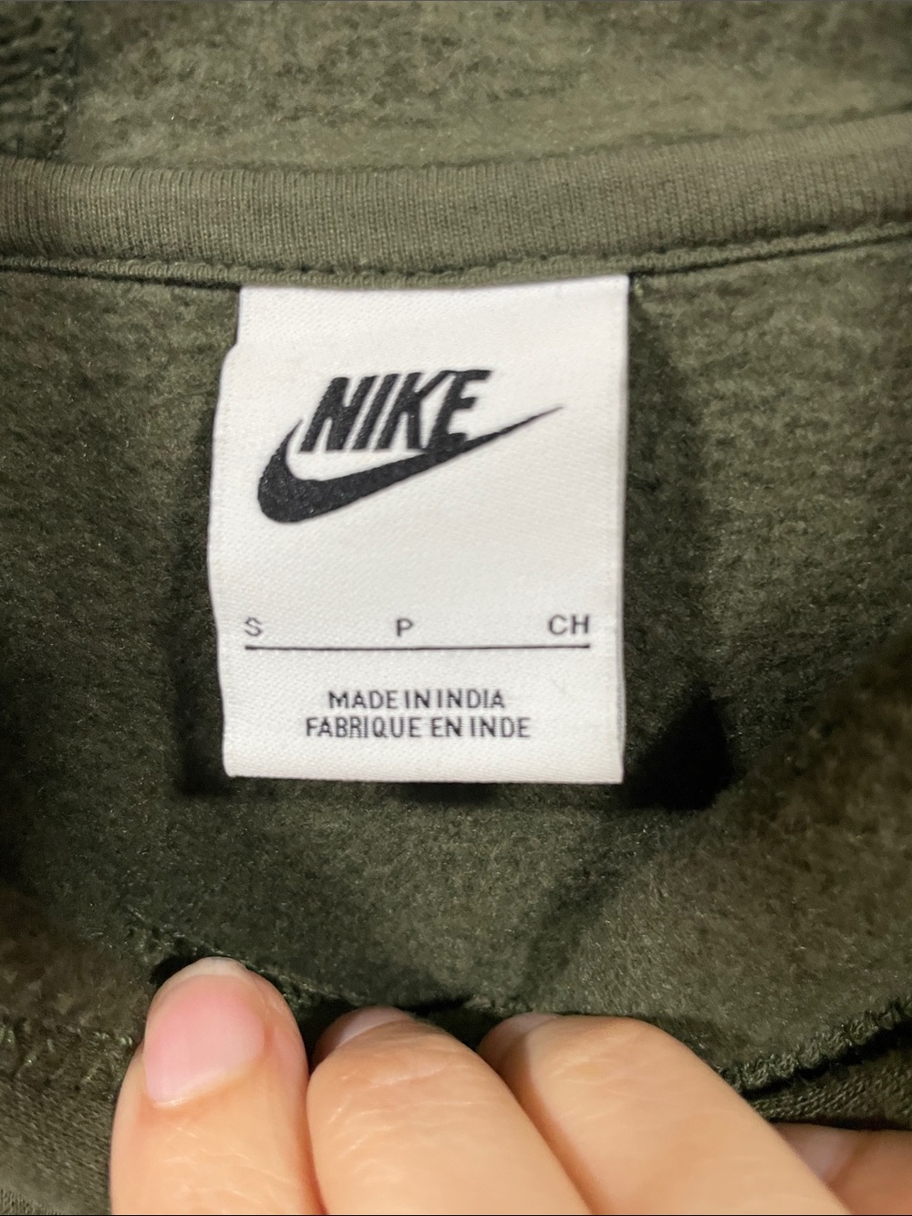 Nike Kids Olive Hoodie with Neon Green Logo - Picture 2 of 3